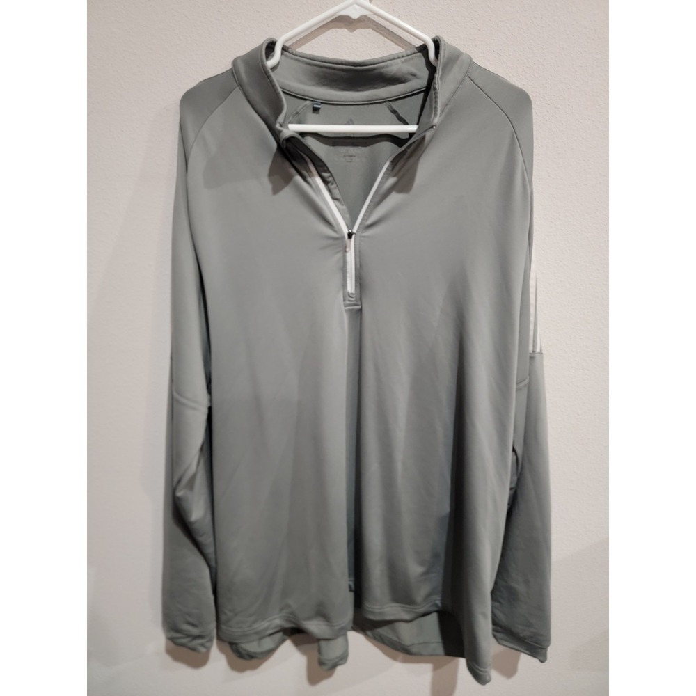 Adidas Golf 1/4 Zip Pullover Classic Mens Long Sleeve Gray Size 2XL 3 Stripes